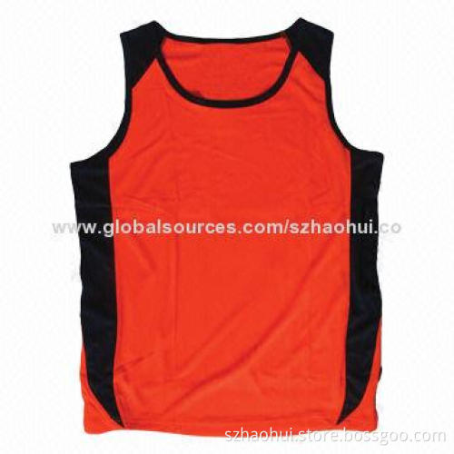 Men's polyester mesh sports vest with contrast panel, customized order is welcome